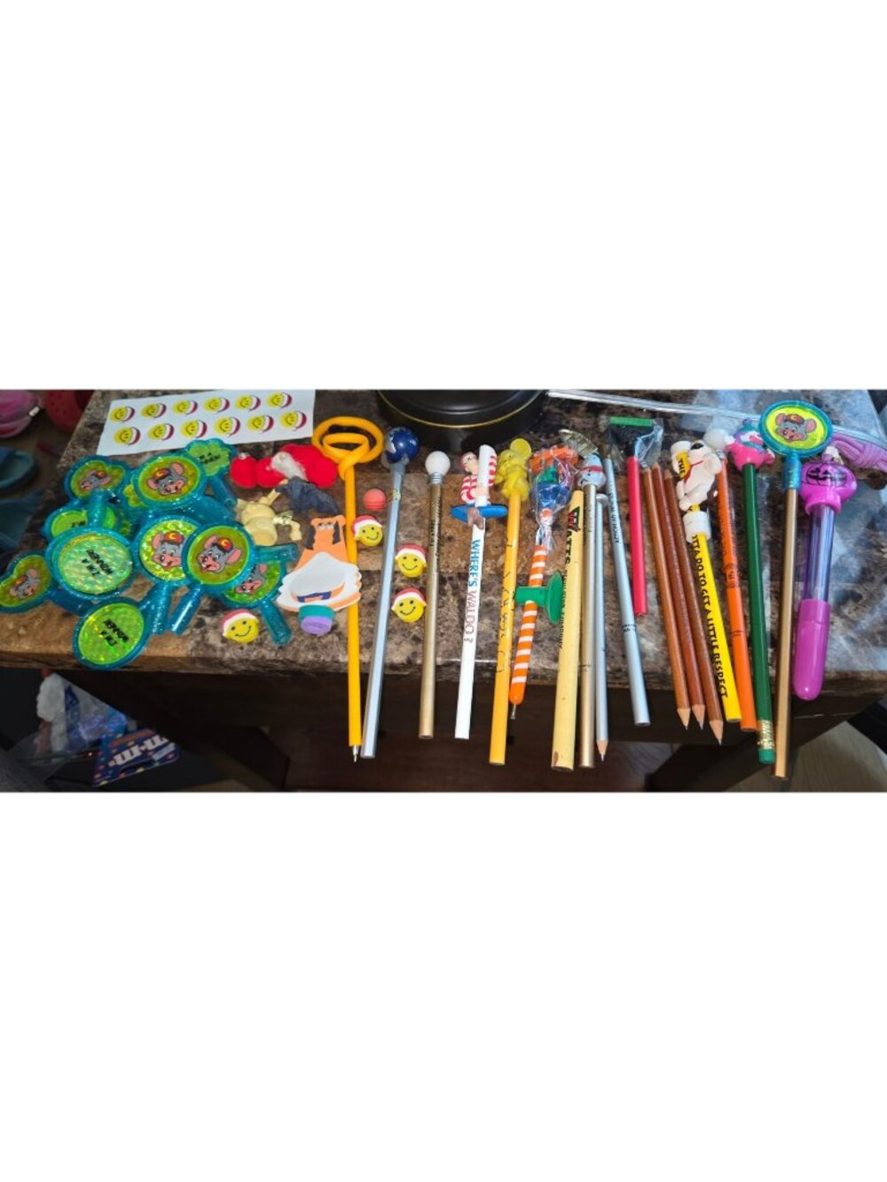 Mixed Lot Of Novelty Pencils Erasers & Toys - Fun Collectibles & Party Favors